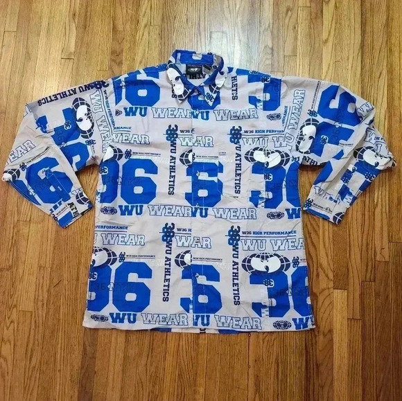 WU WEAR Vintage Wu Tang Mens Button Down Shirt Size L All Over Print - Picture 1 of 6